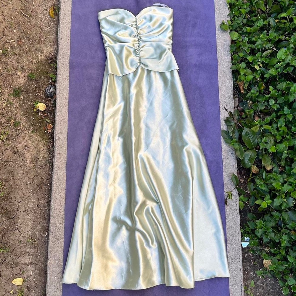 Scott McClintock vintage satin corset maxi dress in green